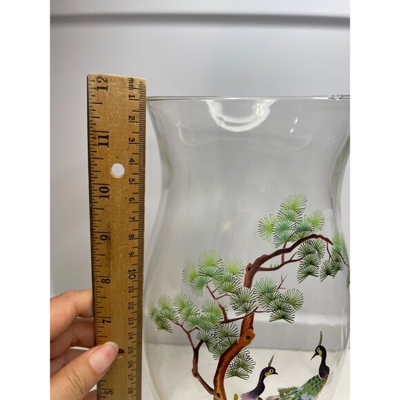 large vtg clear Glass Hurricane Candle Holder / Chimney / Shade / Globe peacock - Picture 5 of 7